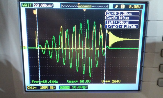 Scope Showing BPS Test Pulse Ring-up